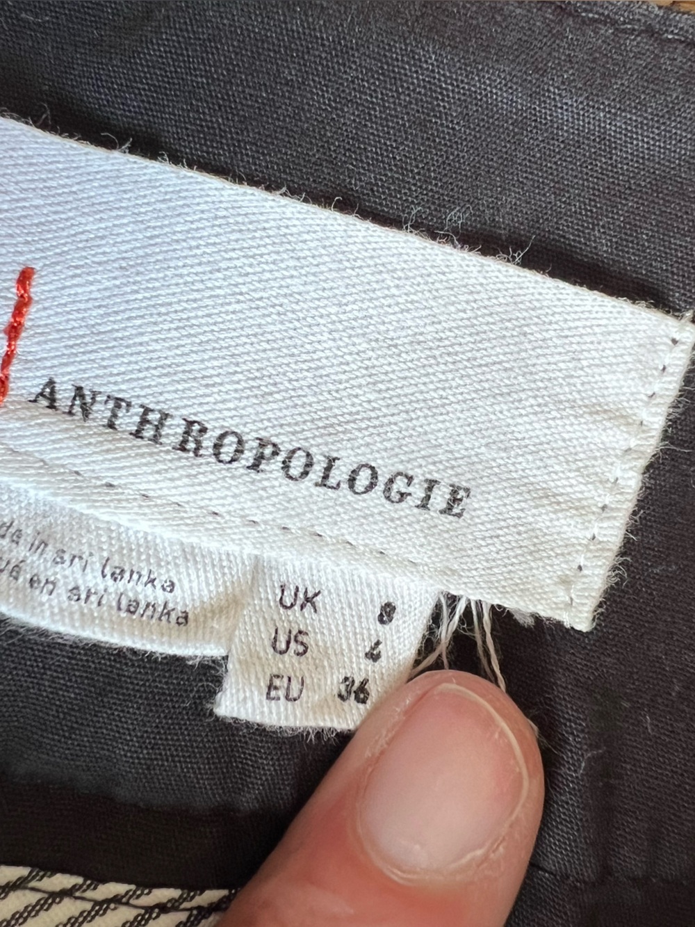 Anthropologie Black Cotton Wide Leg Culotte shorts Womens 4 Pleated High Rise - Picture 4 of 7